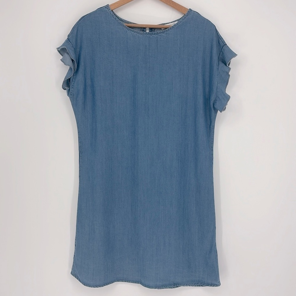 Beachlunchlounge Short Sleeve Chambray Dress Women’s Size Large Blue